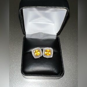 David Yurman Diamond and Citrine Albion Stud Earrings